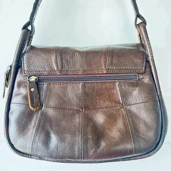 BAG Cobbler Legend Leather  Crossbody Bag brown Single Tab Zip Closure - Picture 12 of 16